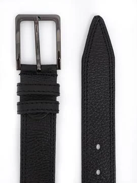 Black leather belt diagonal texture close up variant Stock Photos