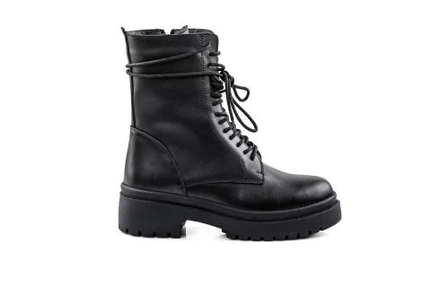 The Black leather boot isolated on white background Stock Photos