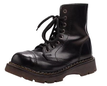 Black Leather Boot With Laces. Foto stock