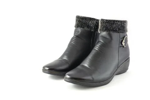 Black leather boot Fotos Stock