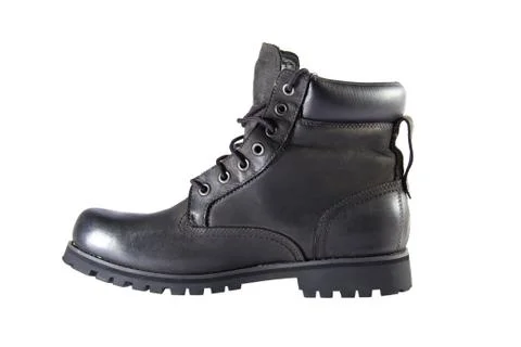 Black leather boots Stock Photos