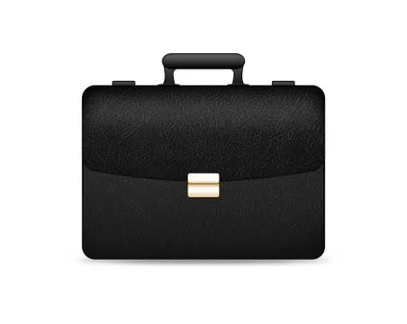 Black leather briefcase with clipping path Stock Photos