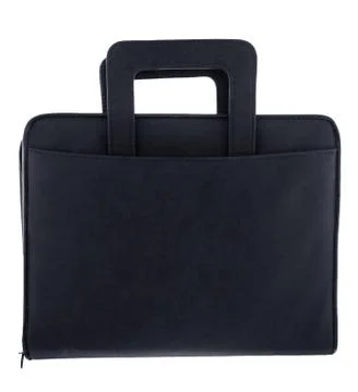 Black leather briefcase Foto stock
