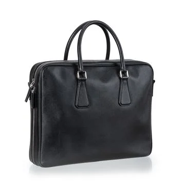 Black leather briefcase Stock Photos
