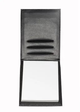 Black leather cover notebook Stock Photos