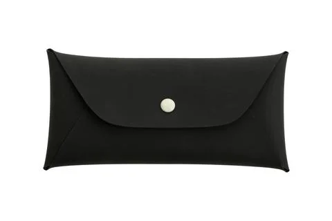 Black leather glasses case with snap button closure. Portable protective po.. Stock Photos