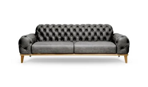 Black leather Luxurious sofa Stock Photos