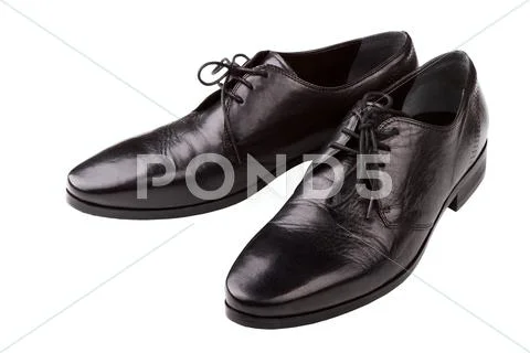 Black leather man's shoes Stock Photos