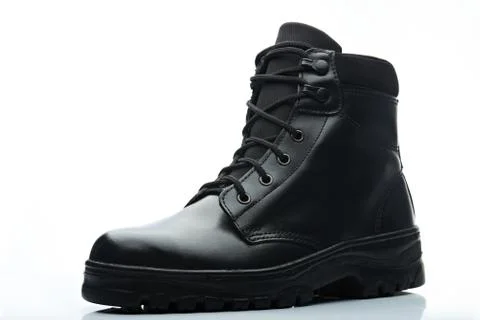 Black leather men boot Stock Photos