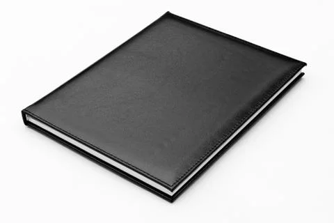 Black leather notebook isolated on white background Stock Photos