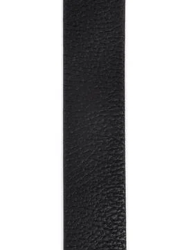 Black leather patch tag with snap button close up Stock Photos