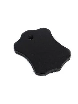 Black leather patch tag with snap button close up Stock Photos