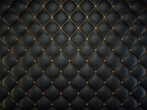 Black leather pattern with golden wire and gems Stock Illustration