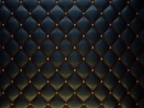 Black leather pattern with golden wire and diamonds Stock Photos