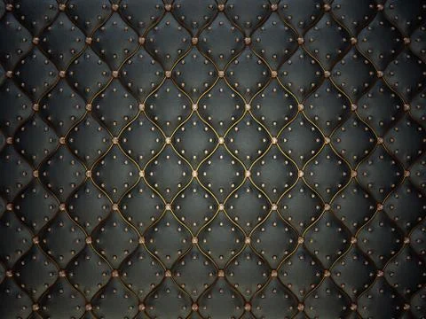 Black leather pattern with golden wire and gems Stock-Fotos