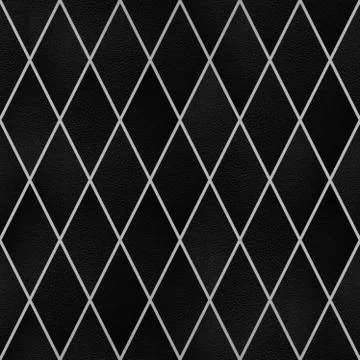 Black leather in rhombus pattern, Seamless wallpaper texture pattern background Stock Photos
