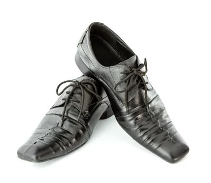 Black leather shoes isolate Stock Photos