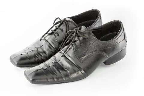 Black leather shoes isolate Stock Photos