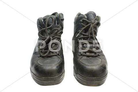Black leather shoes. Stock Photos