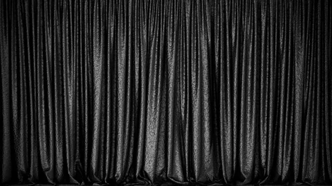 Black leather show stage curtain rendered in UHD Stock Footage 274442953