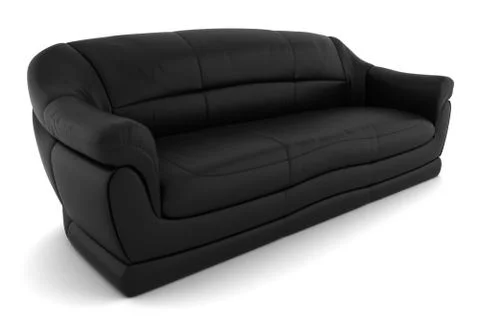 Black leather sofa isolated on white background with clipping path Stock Illustration