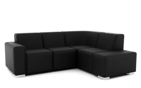 Black leather sofa isolated on white background with clipping path Stock Illustration