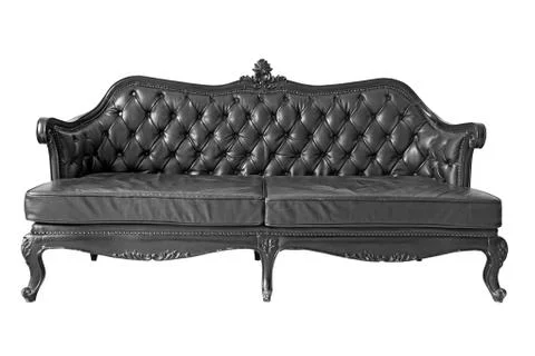 Black leather sofa Stock Photos