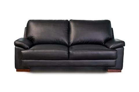 Black leather sofa Stock Photos