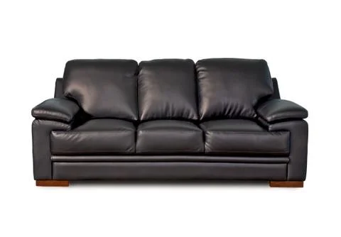 Black leather sofa Stock Photos