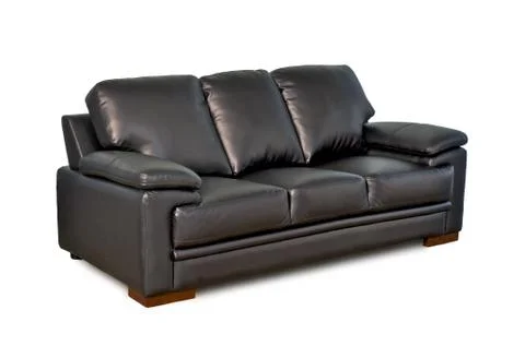 Black leather sofa Stock Photos