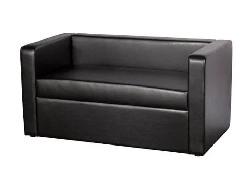 Black leather sofa Stock Photos