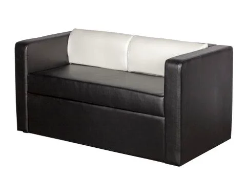Black leather sofa Stock Photos