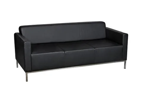 Black leather sofa Stock Photos