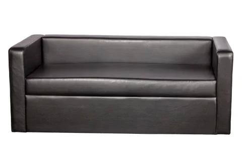 Black leather sofa Stock Photos