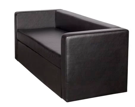 Black leather sofa Stock Photos