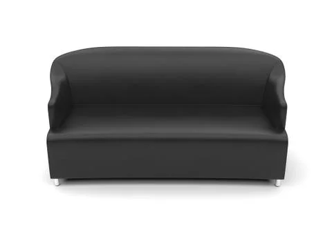Black leather sofa - top view - 3D render Stock Illustration