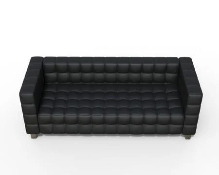 Black Leather Sofa on white background, top view. Stock Illustration