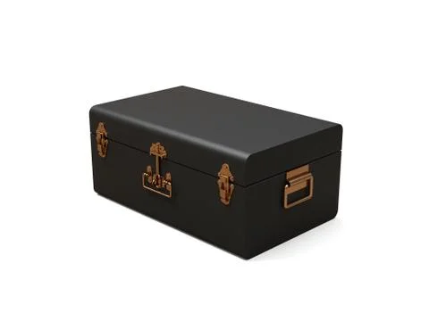 Black leather suitcase with exquisite clasps. Classic premium design with Stock Illustration