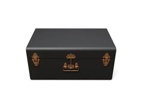 Black leather suitcase with exquisite clasps. Classic premium design with Stock Illustration