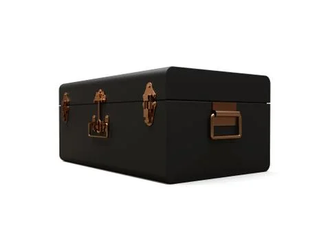 Black leather suitcase with exquisite clasps. Classic premium design with Stock Illustration