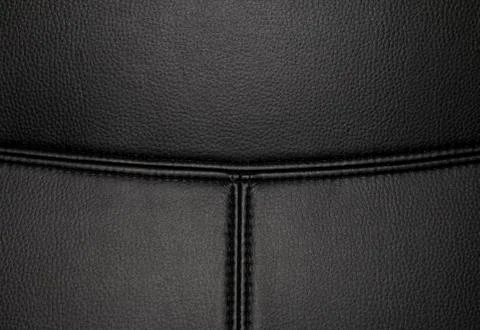 Black leather texture background surface with seam. Stock Photos