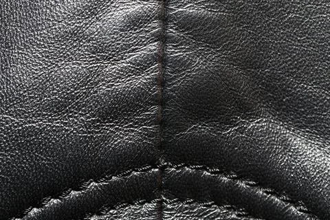 Black Leather Texture Closeup Background Stock Photos