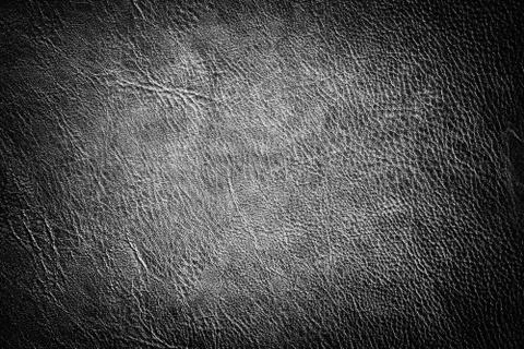 Black Leather Texture with gradient light used as luxury classic space for text Stock Photos