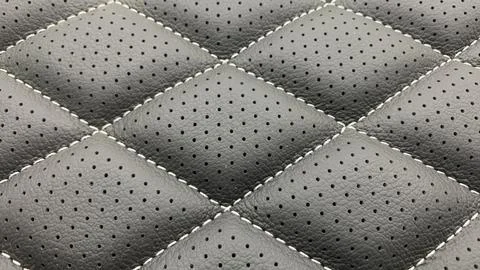 Black leather with thread diamond pattern  background or texture Stock Photos