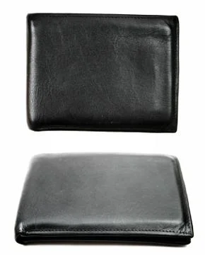 Black leather wallet Stock Photos