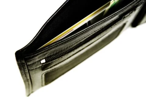Black leather wallet Stock Photos
