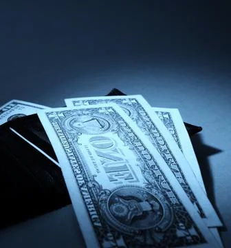 Black leather wallet Stock Photos