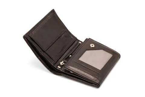 Black leather wallet Stock Photos