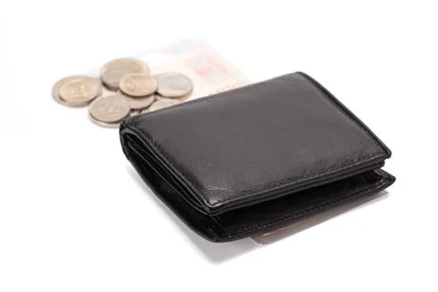 Black leather wallet Stock Photos