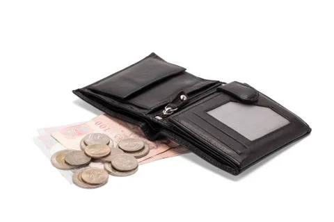 Black leather wallet Stock Photos